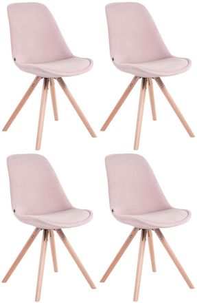 Clp Set De 4 Sillas De Comedor Toulouse Rund En Terciopelo Rosado Natural