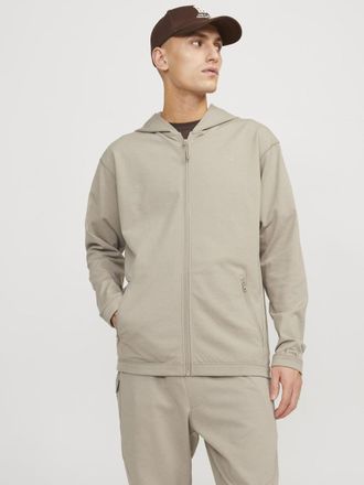 Jack & Jones Kapuzensweatjacke JACK & JONES JCOCLOUD SWEAT ZIP HOOD NOOS, Herren, Gr. XS, beige (crockery), Interlock, Obermaterial: 75% Polyester, 21% Baumwolle, 