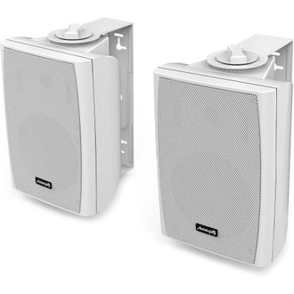 Trade Shop Trade Shop - Estuche Ac&uacute;stico De Altavoz Con Soporte De Soporte De Pared 30w De Color Blanco