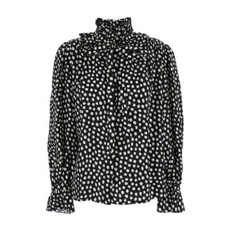 Chlo&eacute; Tie-front Ruffled Blouse in Silk Jacquard