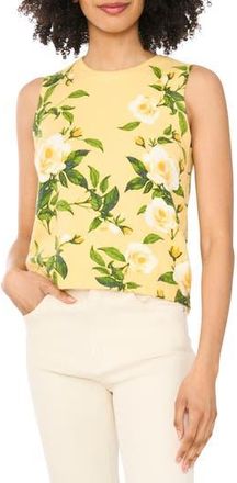 CeCe by Cynthia Steffe Floral Sleeveless Sweater in Pineapple Slice at Nordstrom Rack, Size X-Large