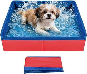 No Brand Piscina Para Perros, Peque&ntilde;a, Plegable, 50 X 10 Cm, Piscina Para Gatos, Resistente A Ara&ntilde;azos Y Al Desgaste, Verano, Hecha De Pvc, Roja