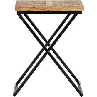 WOMO-DESIGN Womo-design - Tavolino Beino 48 x 35 x 63 cm Colore di Legno Naturale in Legno Massiccio di Mango Stile Moderno Autentico Struttura in Metallo