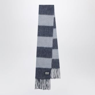 Miu Miu Striped scarf in blue mohair blend