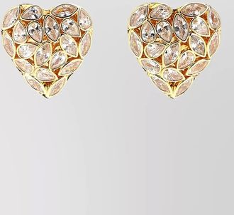 Self Portrait heart motif earrings gold tone gemstones
