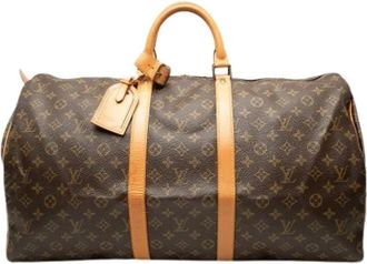 Louis Vuitton Pre-owned Keepall 55 - Dames - Vintage Weekendtas - Bruin - ONE Size - Leer - Vintage