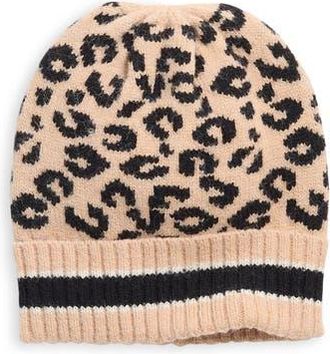 Area Stars Leopard Knit Beanie in Camel at Nordstrom Rack