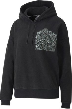 Puma TFS Winterized Hoodie Womens Black Leopard Print Fleece Lined GBO113