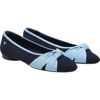 Vivaia Almond-Toe Knotted Flats in Navy Ice Blue at Nordstrom, Size 10