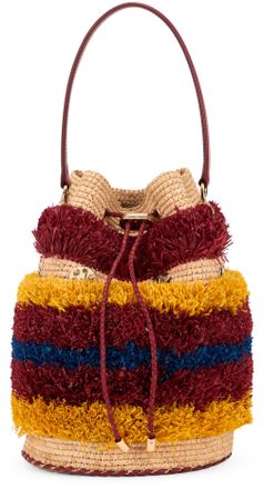 Paco Rabanne Womens Bucket Bag Multicolour Raffia