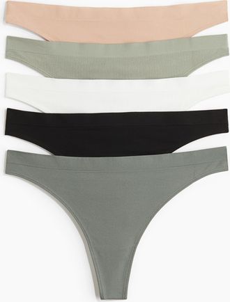 H&M 5er-Pack Tangas Seamless - Green