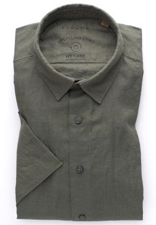 Eterna Kurzarmhemd ETERNA REGULAR FIT, Herren, Gr. S, US-Gr&ouml;ssen, gr&uuml;n, 32% cotton, 54% Leinen, 14% Lyocell, normal, Hemden Kurzarmhemd, EASY IRON (b&uuml;gelleic