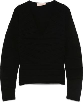 Twin-Set Top con scollo a V - Nero