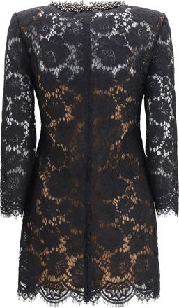 Self Portrait Womens Lace Long Sleeve Mini Dress Black Polyamide; Cotton; Viscose
