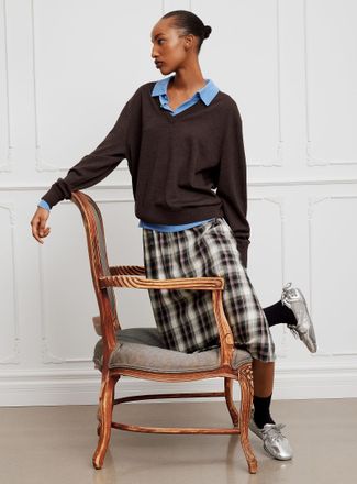 Acne Studios Womens Colourful tartan midi skirt