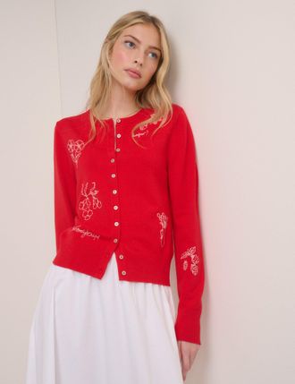 Nobody's Child Red Embroidered Cardigan