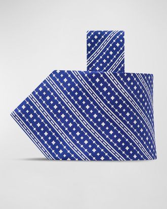 Stefano Ricci Men & apos;s Geometric Stripe-Print Silk Tie