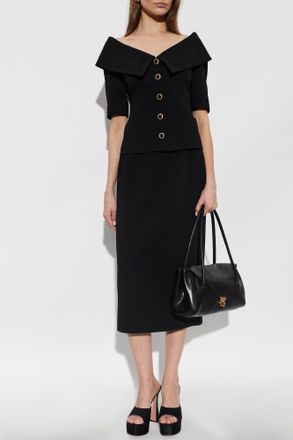 Alessandra Rich Skirt With Back Slit, Womens, Black