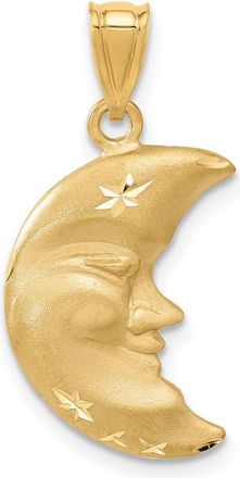 Diamond2Deal 14k Yellow Gold Satin Diamond-cut Moon Charm
