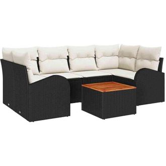 vidaXL Vidaxl - Conjunto De Sof&aacute; De Jard&iacute;n 7 Pcs Negro, Blanco