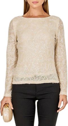 endless rose Sequin Scoop Neck Top in Beige at Nordstrom, Size X-Small