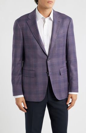 Canali Kei Trim Fit Purple M&eacute;lange Shadow Plaid Wool Sport Coat at Nordstrom, Size 40 Us