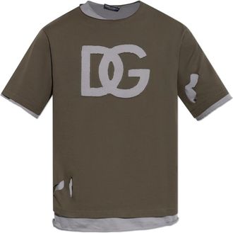 Dolce & Gabbana Double-layer T-shirt - Heren - T-shirts - Groen - S - Katoen - Tops