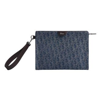 Dior (WMNS) DIOR A5 Triangle Pouch Blue Brown 2ESCA679DWS_H16E
