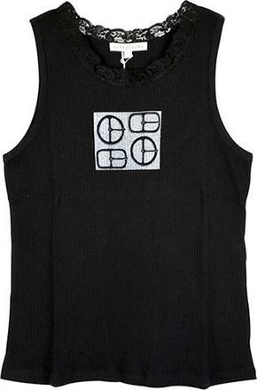 AlexaChung Black ribbed jersey lace trimmed camisole Size XL