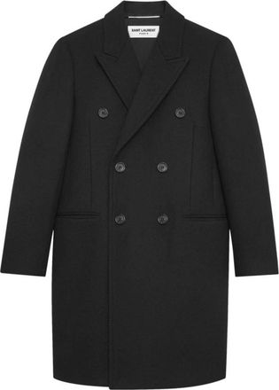 Saint Laurent Jassen, Heren, Zwart, M, Wol, Wollen Blend Enkelrijige Jas