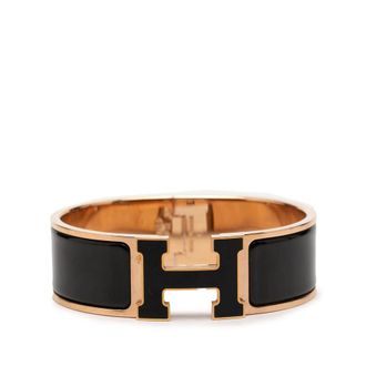 Herm&egrave;s Pre-owned Hermes Wide Enamel Clic Clac H Bracelet GM Ladies K0G26H6F6FLNNLV9