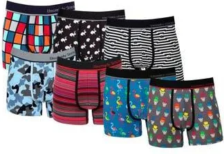 Unsimply Stitched 7-Pack Assorted Stretch Cotton Trunks in Black Blue Grey at Nordstrom Rack, Size Xx-Large