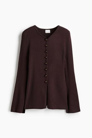 H&M Cardigan in Rippstrick - Dunkelbraun