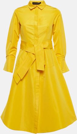 Carolina Herrera Yellow Taffeta Button Up Shirt Dress