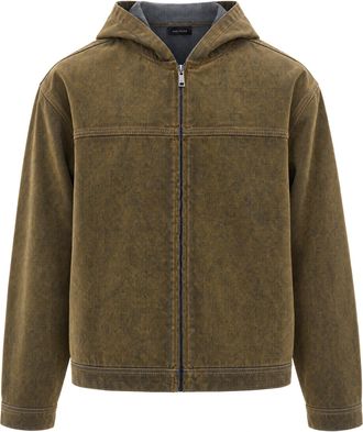 Daily Paper Clothing Olive Green Short Vintage Denim Jacket