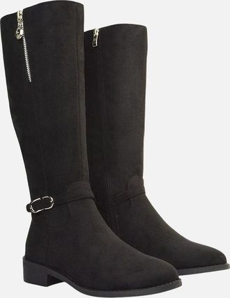 XY London Womens XY London Womens/Ladies Georgina Zip Knee-High Low Heel Biker Boots - Black - Size: 6