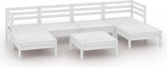 vidaXL 7 Piece Garden Lounge Set White Solid Wood Pine Vidaxl