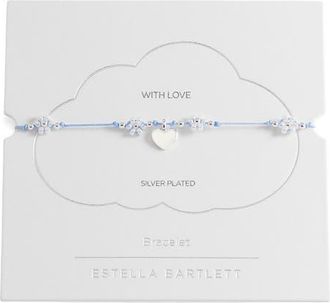 Estella Bartlett Louise Heart & Flower Beaded Slide Bracelet in Silver at Nordstrom