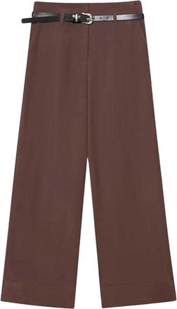 Generic Womens Fashion Solid with Belt High Waist Pants Straight Elegant Casual Business Trousers