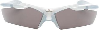 Balenciaga logo-motif rectangle sunglasses - Blu
