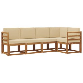 vidaXL Conjunto De Sof&aacute;s De Exterior Con Coj&iacute;n 5 Pcs Natural Y Beige Vidaxl