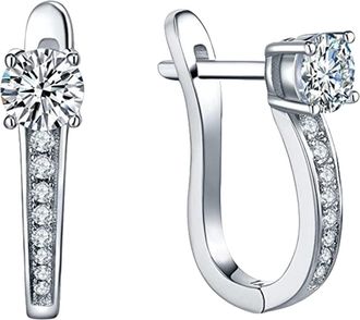 Generic Silver Rhinestones Hoop Stud Earrings For Women Hold Hoops (A, One Size)