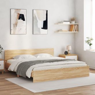 vidaXL Vidaxl - Estructura De Cama Cabecero Y Luces Led Roble Sonoma 180x200 Cm