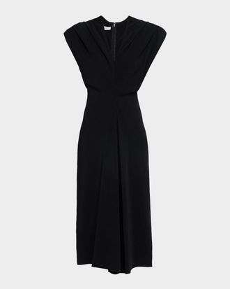 Co Banana Cut Cap-Sleeve Midi Dress
