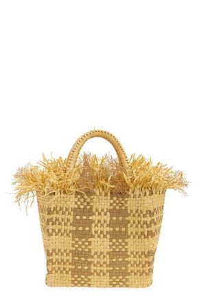Pamela Munson Mini Check Mate Raffia Handbag in Gold at Nordstrom