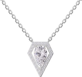 Diamond2Deal 925 Sterling Silver 1.5 ct Pear Cut Lab Grown Diamond Pendant Necklace 18