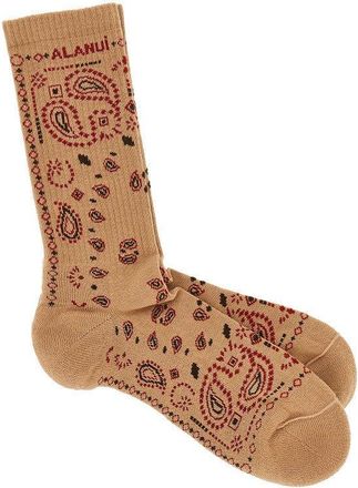 Alanui Cotton-blend socks with Bandana motif Woman One Size