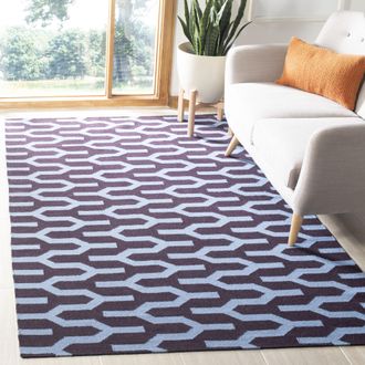 Safavieh Dhurries Hand Made Area Rug, Purple / Blue Contemporary Style Non Shedding