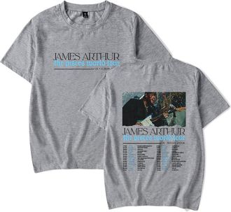 Generic Jame Arthur The Pisces World Tour Print T-Shirt Men Women O-Neck Fashionable Short Sleeve (Grey,S)