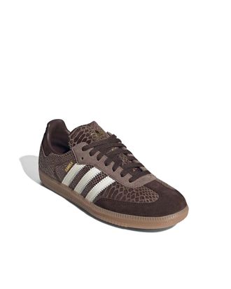 adidas Womens Sneakers Samba Og Snakeskin Earth Strata Strata-Off White-Gum Leather Trainers Strata/off White/gum